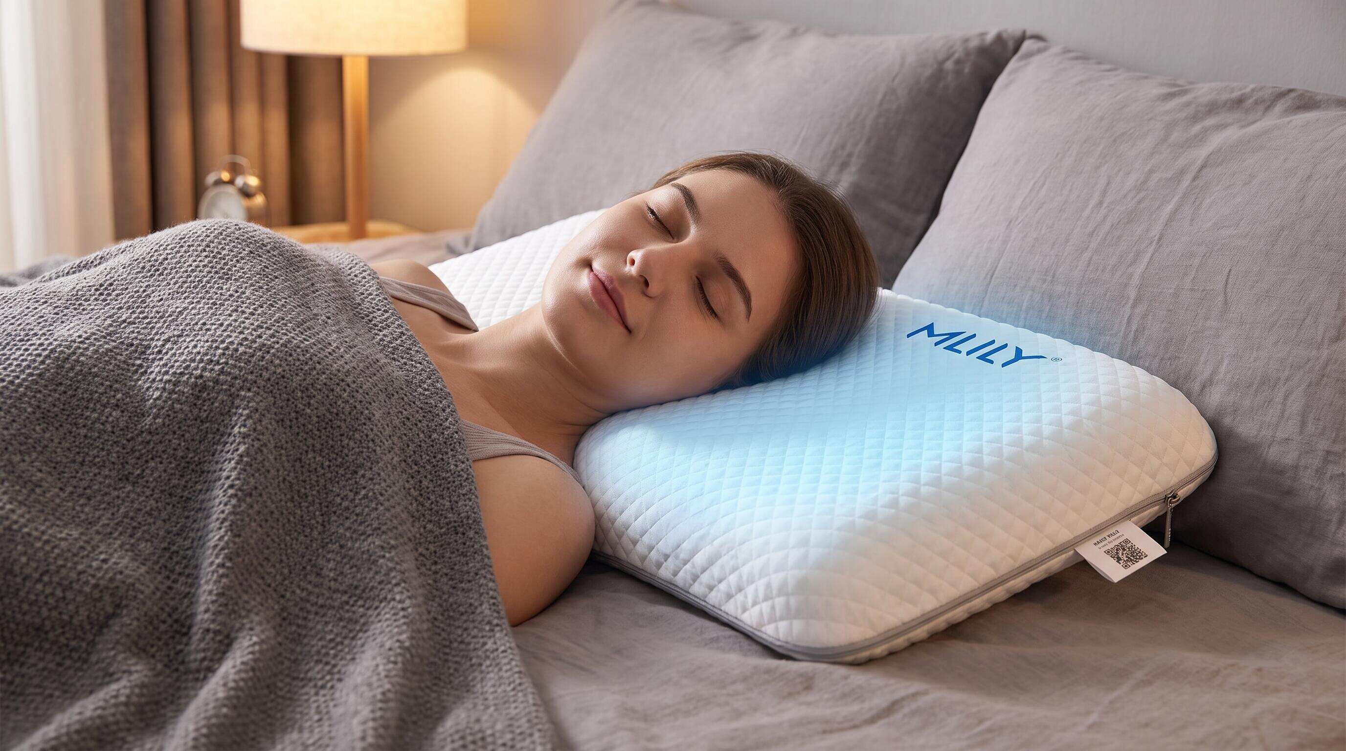 A person resting peacefully on a well-chosen pillow, illustrating key features of a good pillow for quality sleep
