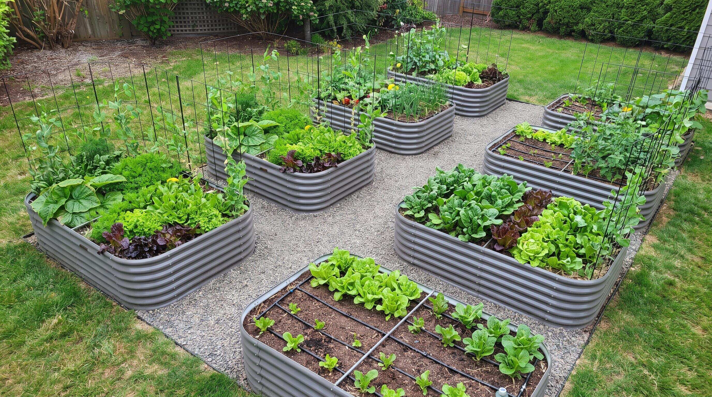 A detailed checklist for buying raised garden beds with layout planning tools and galvanized steel beds in a sunlit backyard A detailed checklist for buying raised garden beds with layout planning tools and galvanized steel beds in a sunlit backyard
