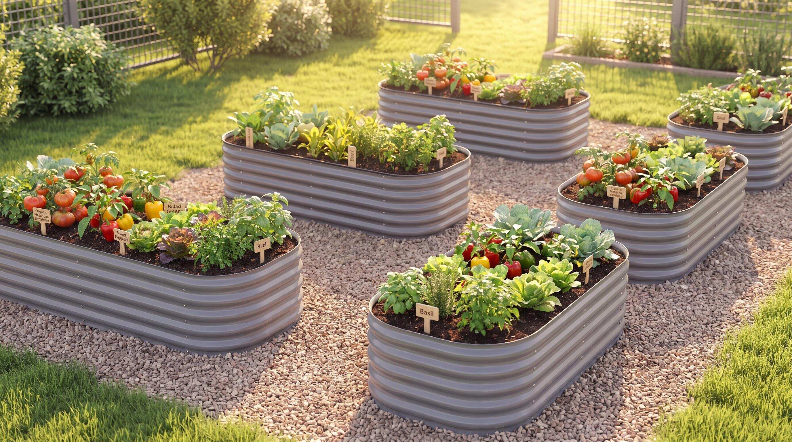 A collection of affordable multi-pack raised bed bundles arranged in a home garden layout A collection of affordable multi-pack raised bed bundles arranged in a home garden layout