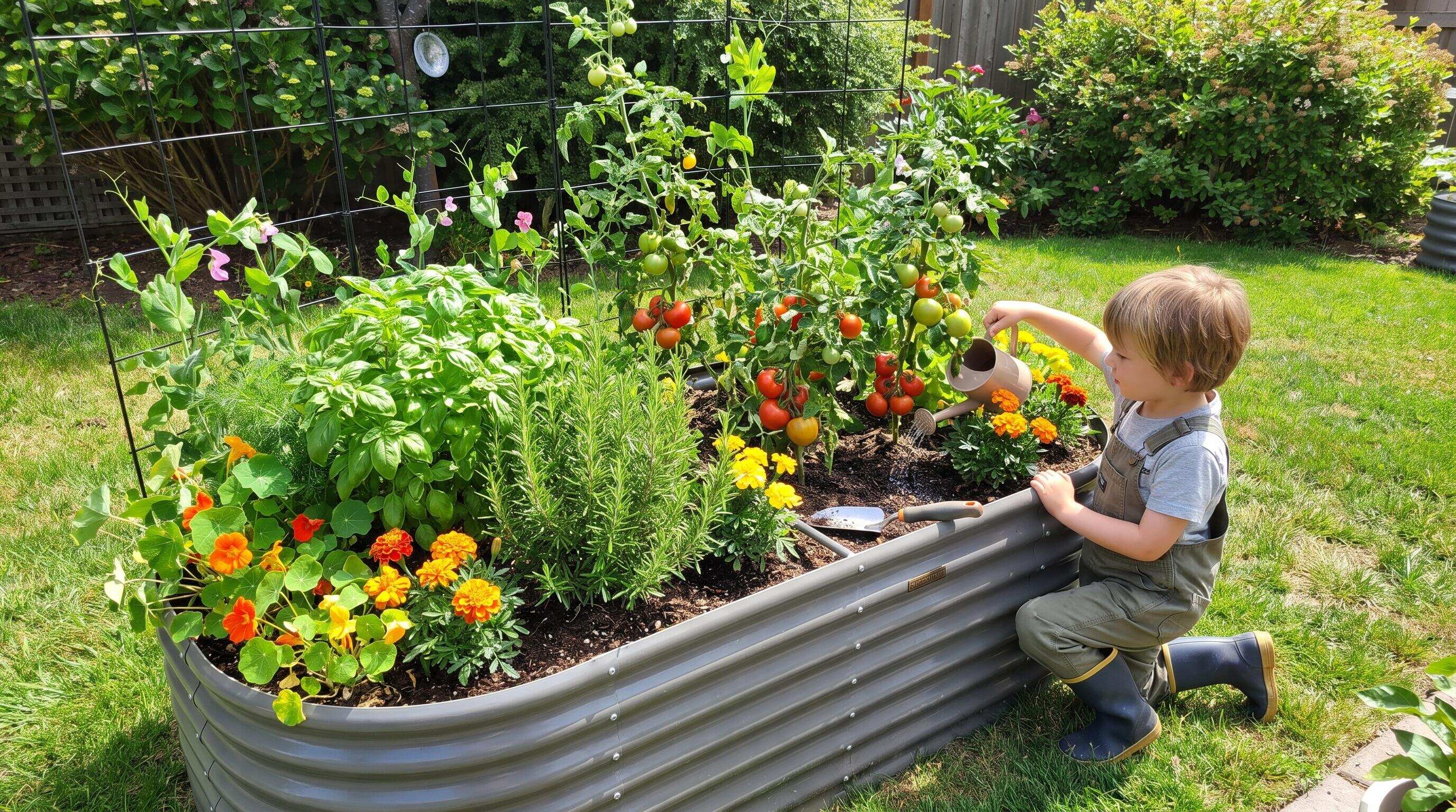 Kids gardening raised bed layout Kids gardening raised bed layout