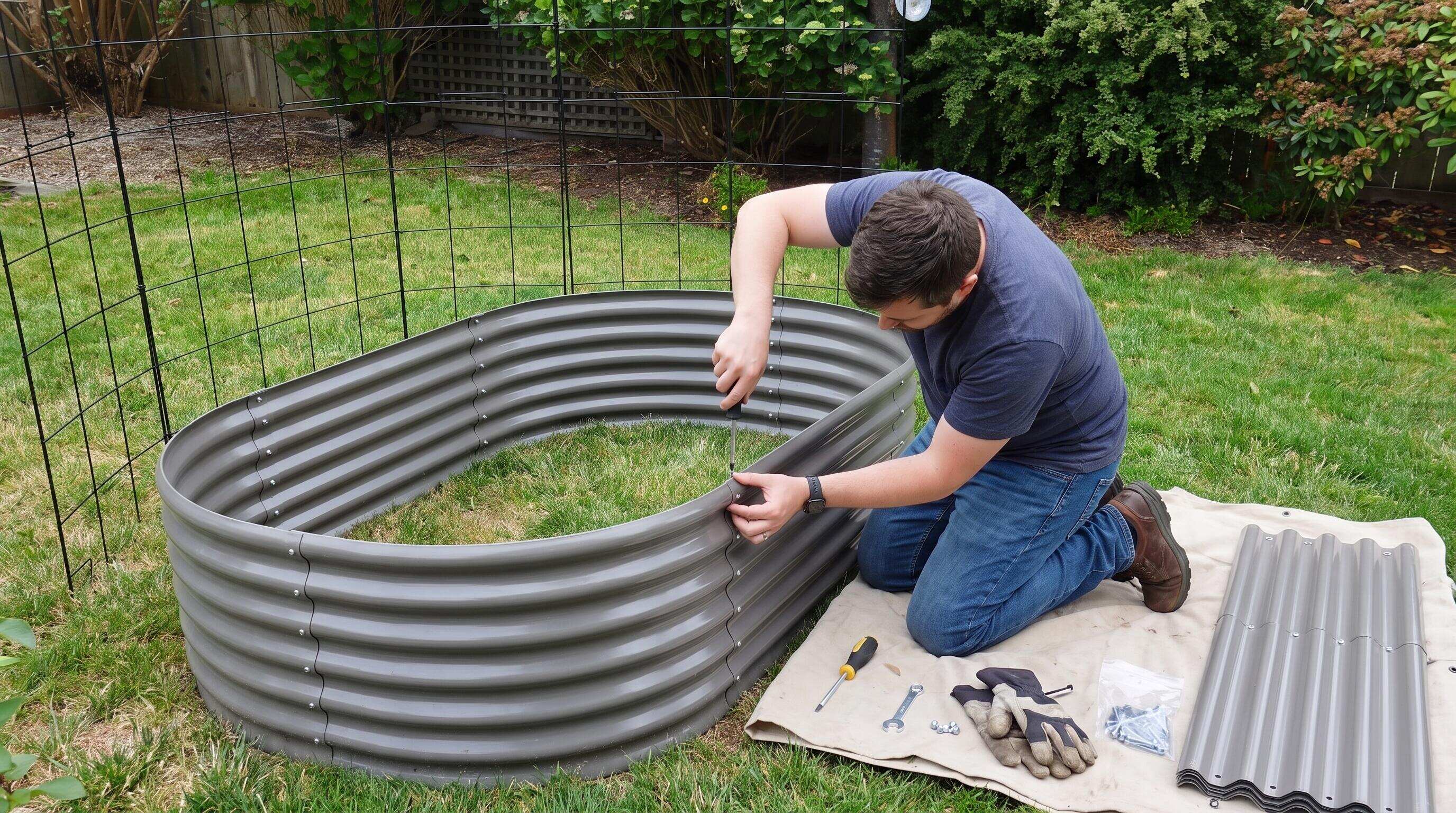 Easy assembly raised garden bed kit with interlocking panels and corner connectors Easy assembly raised garden bed kit with interlocking panels and corner connectors