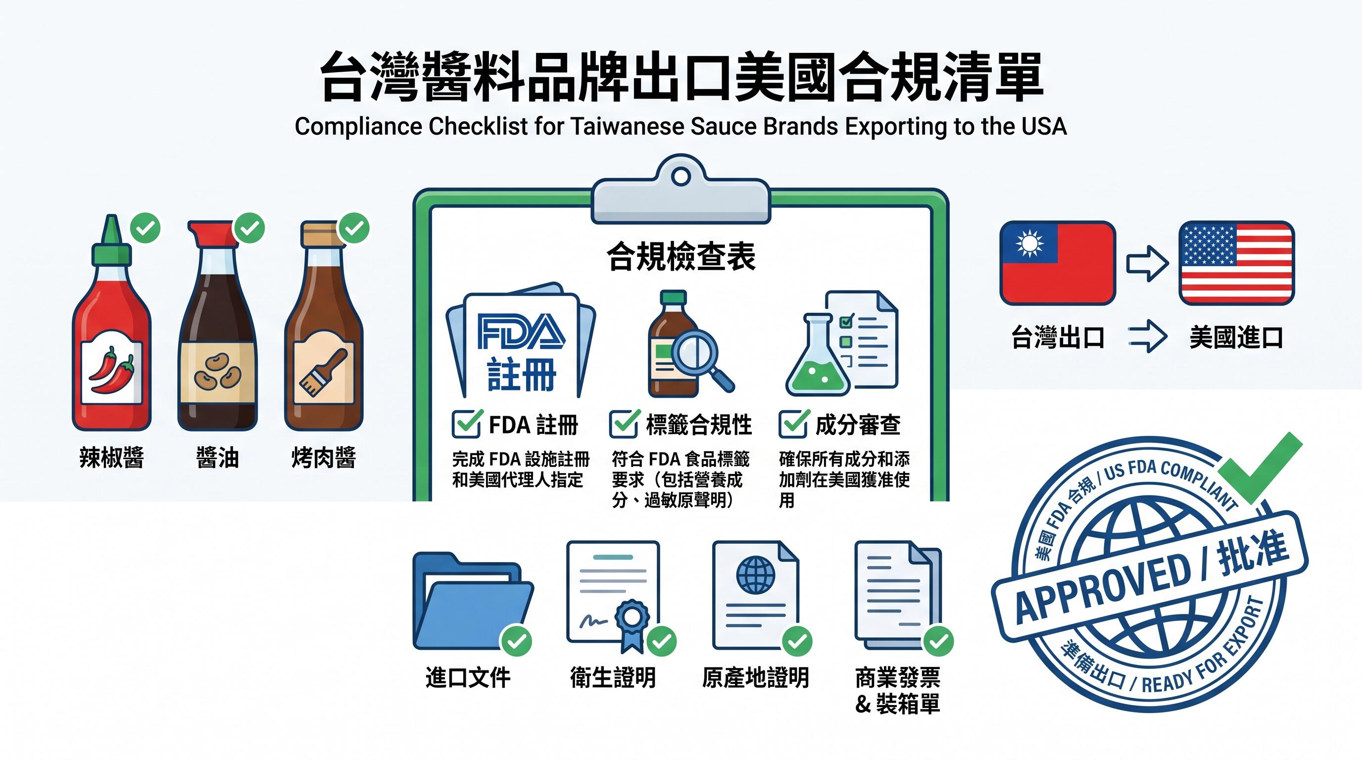 醬料出口美國前的FDA食品註冊檢查清單，台灣賣家必讀合規指南