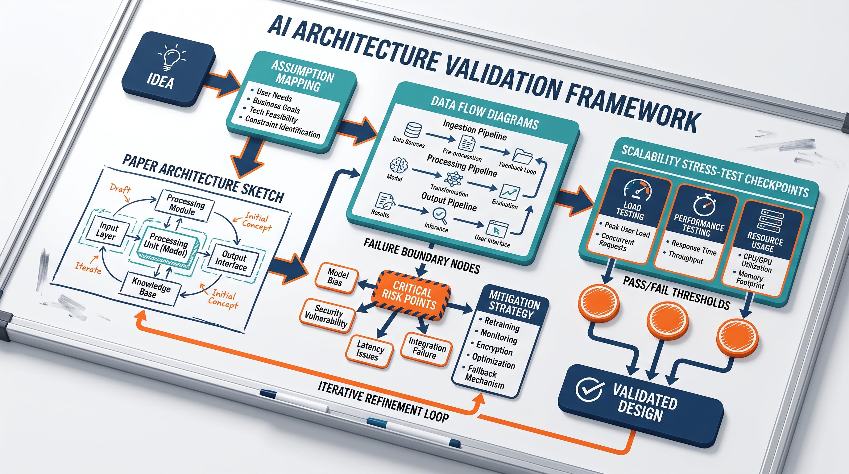 Technical architecture validation process showing systems design workflow