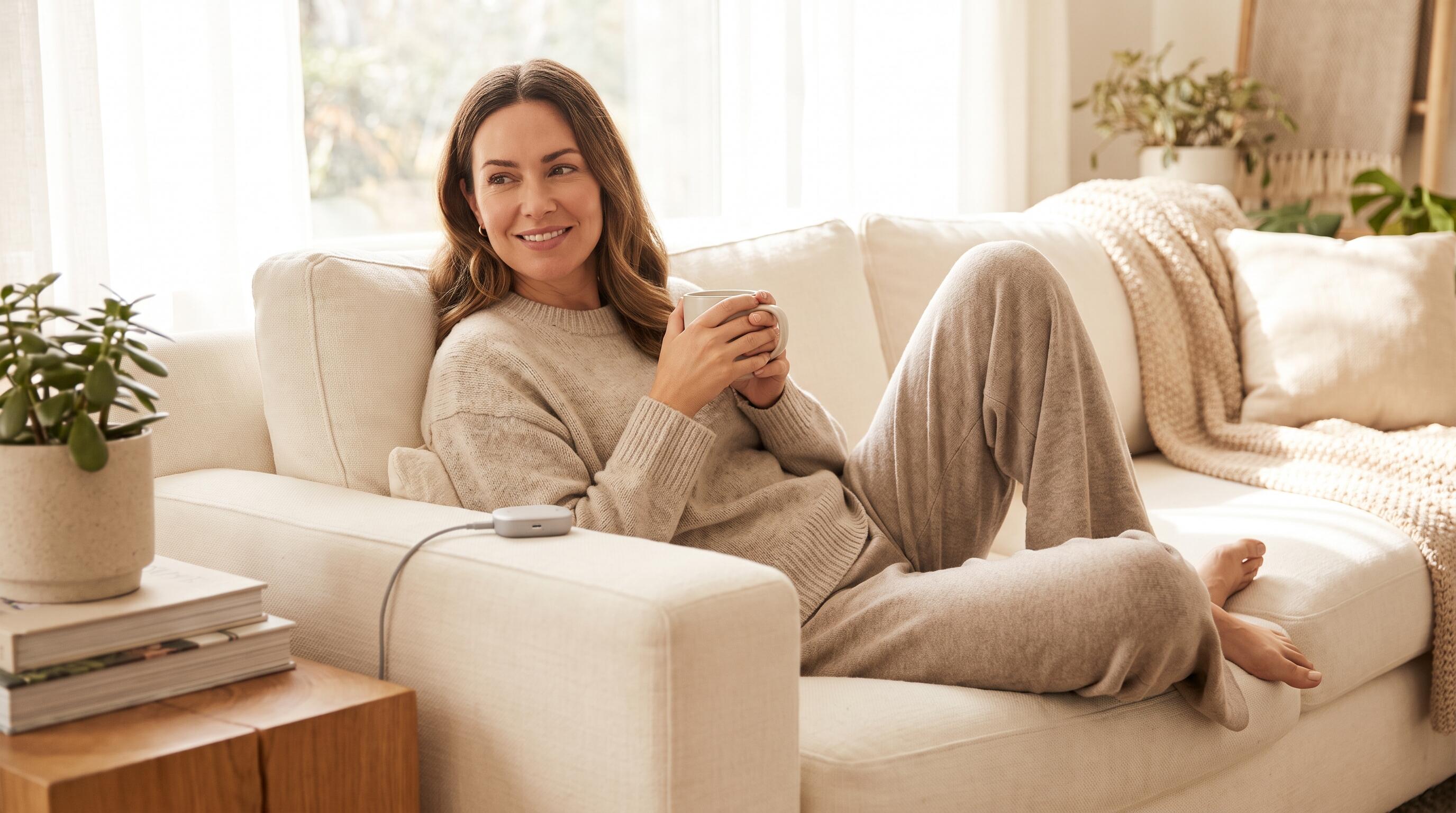 iStim V2 Kegel EMS pelvic floor trainer helping postpartum women regain bladder control and strengthen pelvic floor muscles