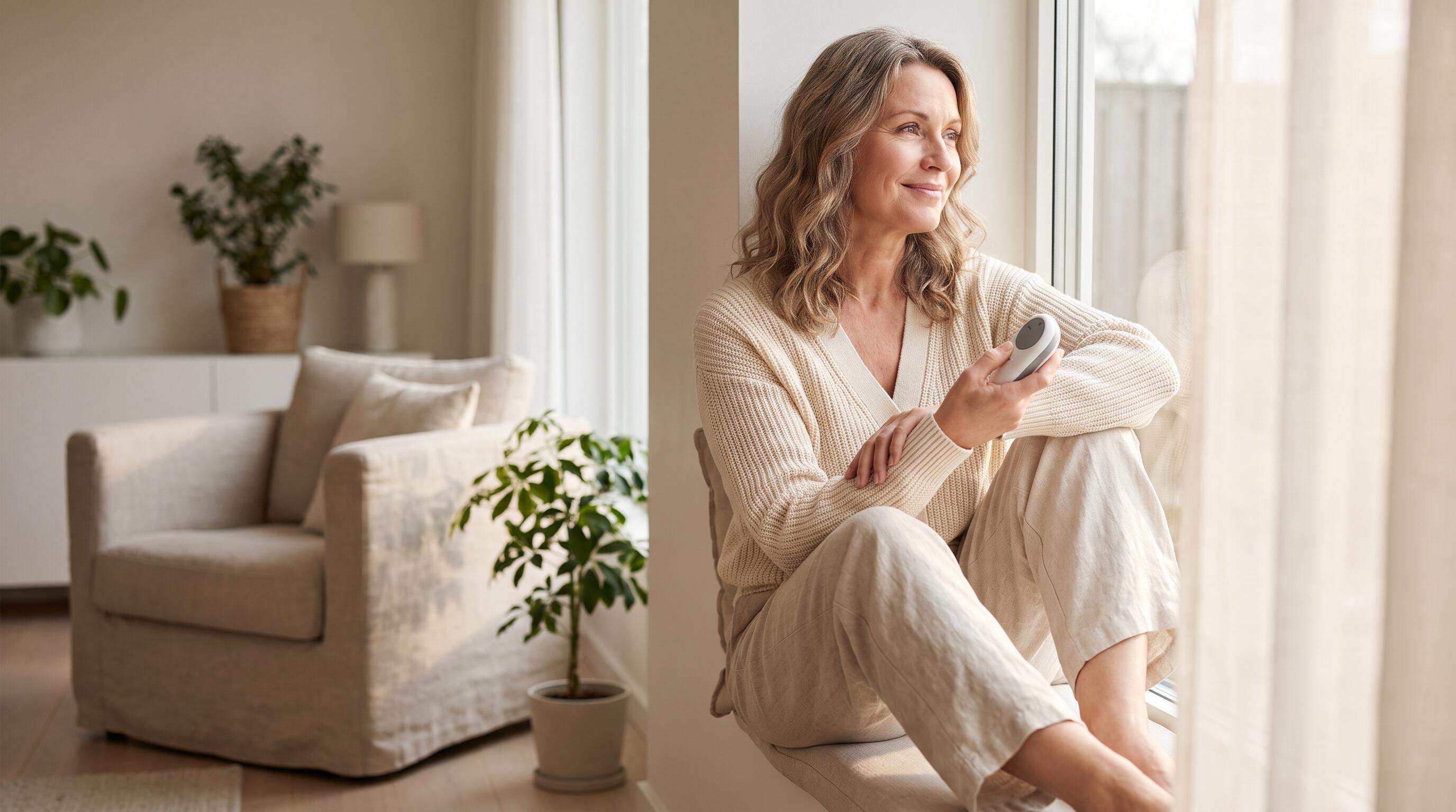 iStim V2 Kegel Pelvic Floor Stimulator in Use at Home for Pelvic Rehabilitation