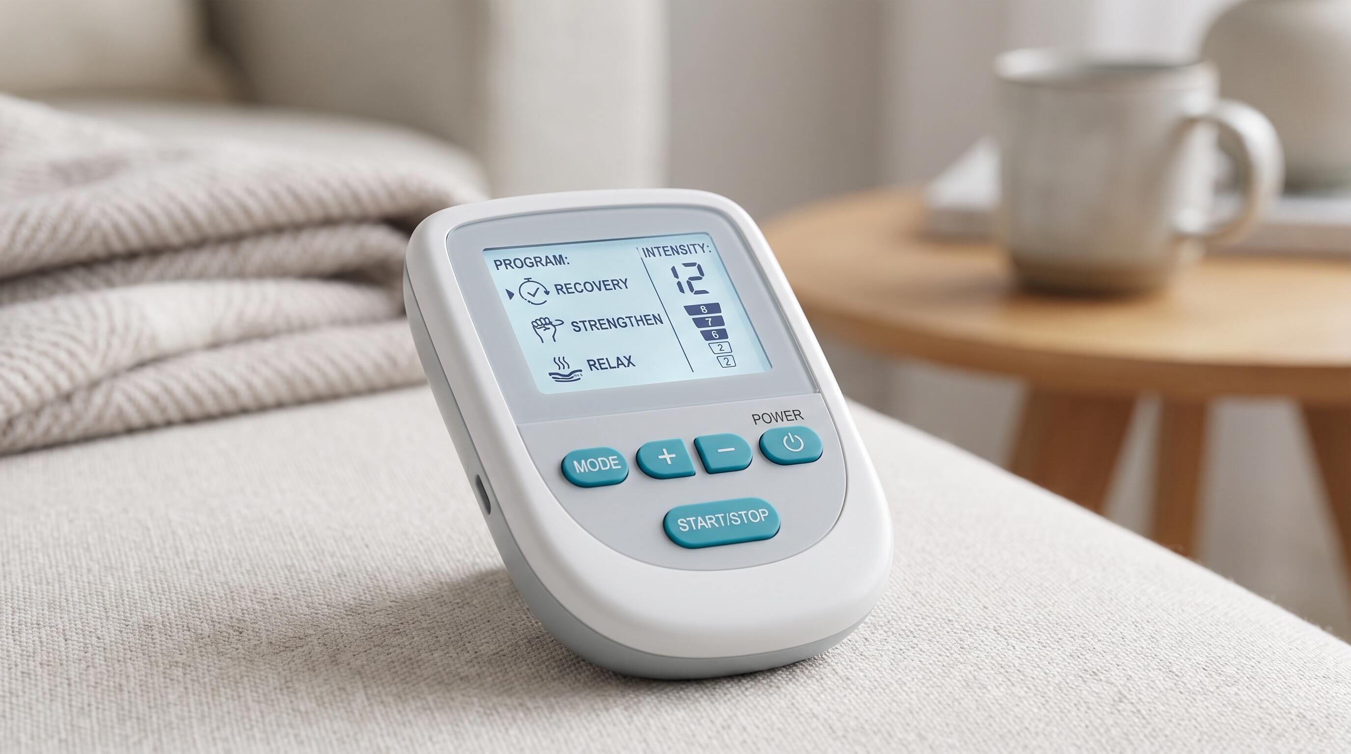 iStim V2 Kegel pelvic floor stimulator program modes and control unit for at-home pelvic rehabilitation