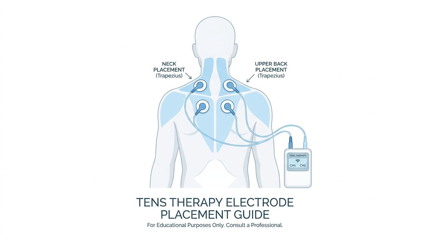 iStim WeTrac electrode pad placement for neck shoulder and back pain relief