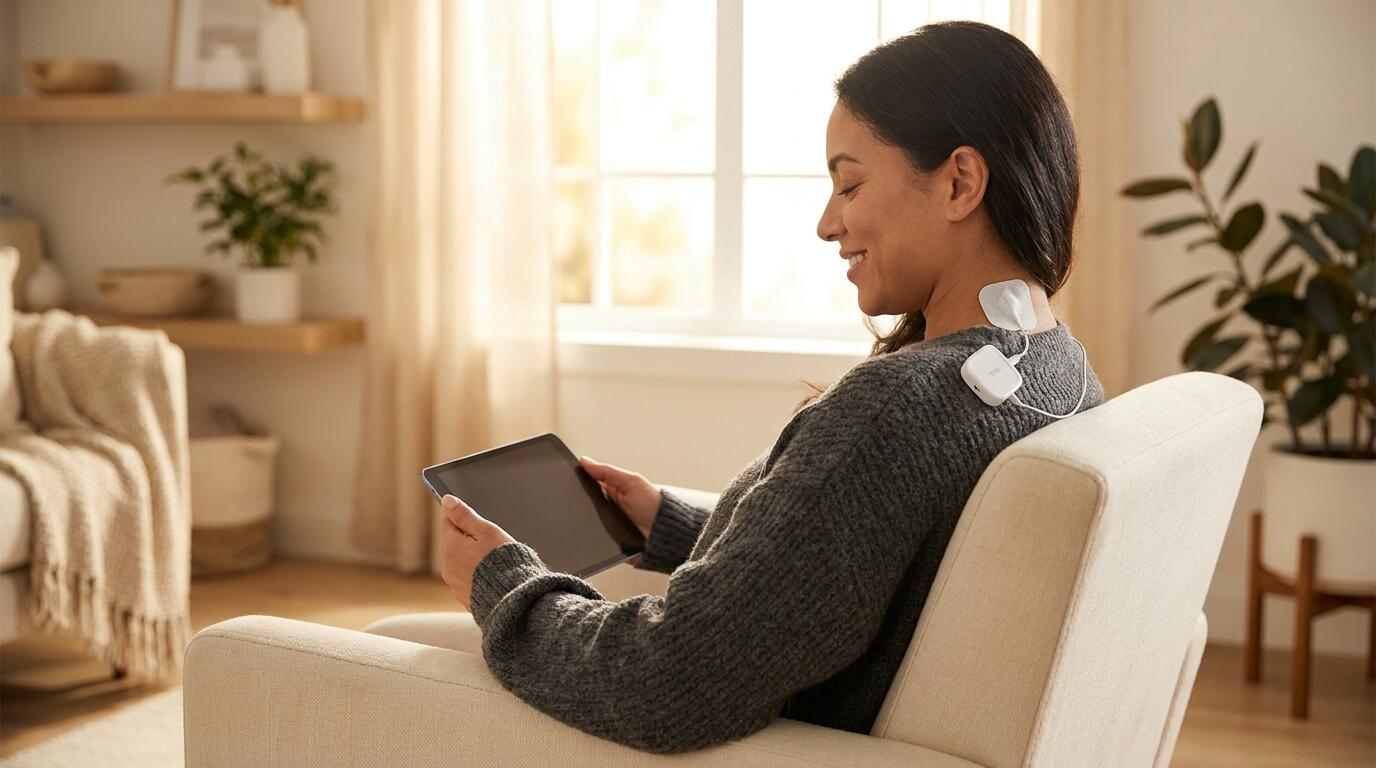 iStim WeTrac portable TENS unit review for neck shoulder and back pain relief at home