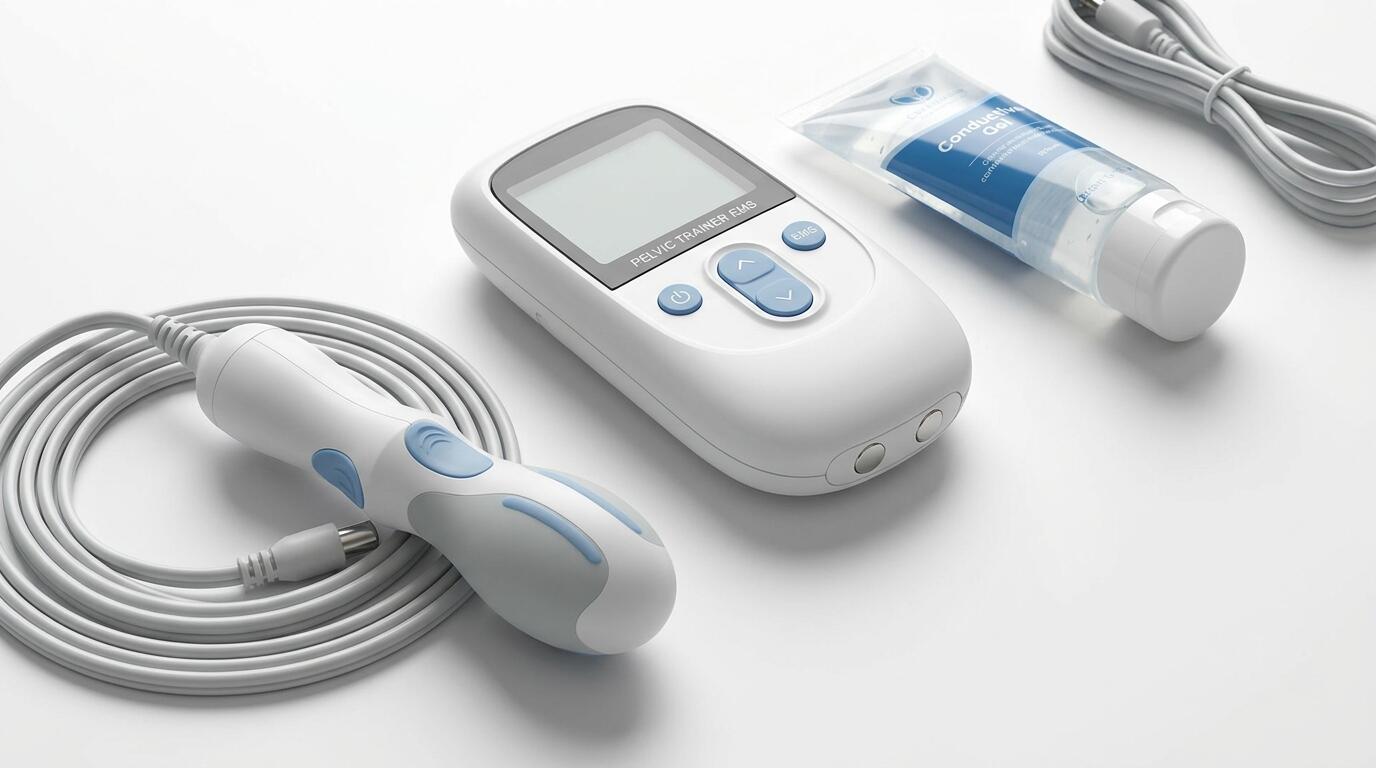 EMS pelvic floor probe trainer device and accessories for home pelvic rehabilitation