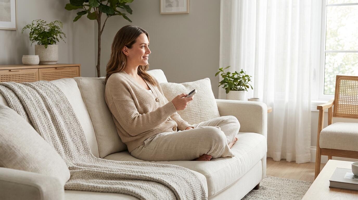 Person using iStim V2 Kegel trainer at home for pelvic floor EMS therapy and bladder control improvement