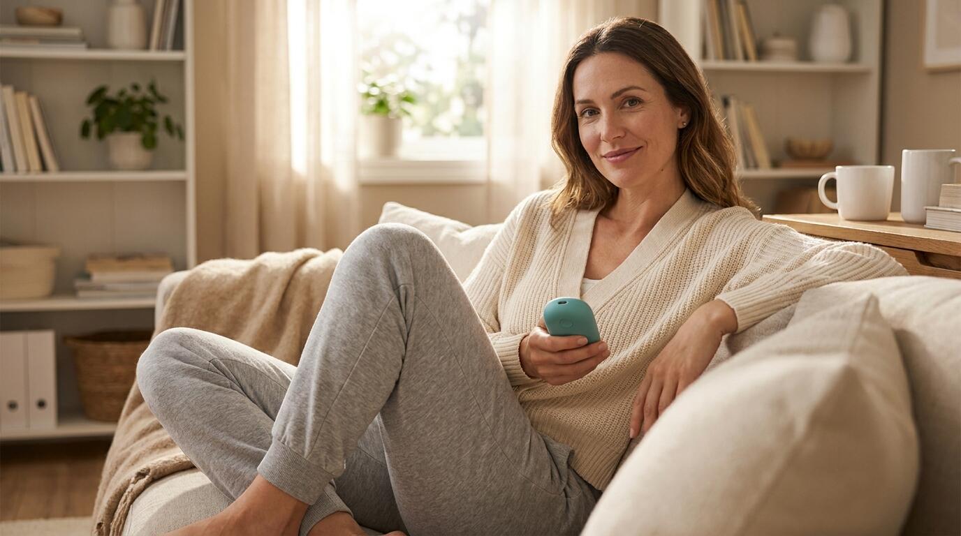 Best Kegel Exerciser for Beginners — woman learning about pelvic floor health at home