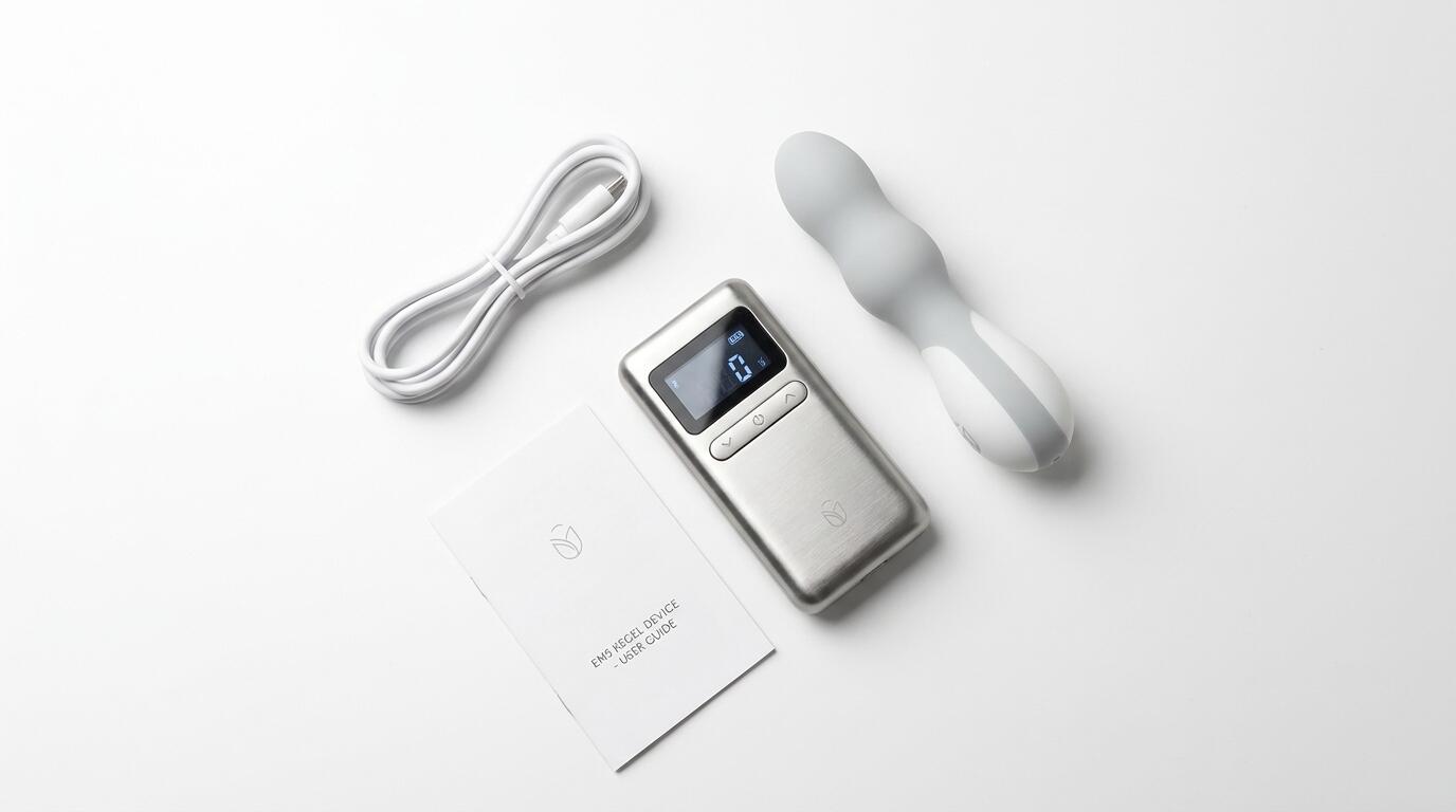 EMS Kegel device probe and control unit on a clean white surface