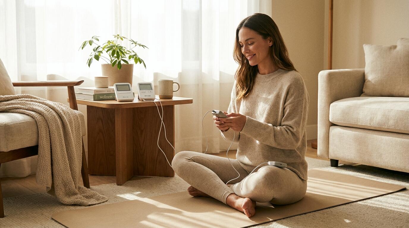 iStim EM-5200 and V2 pelvic floor EMS devices used for at-home pelvic rehabilitation therapy