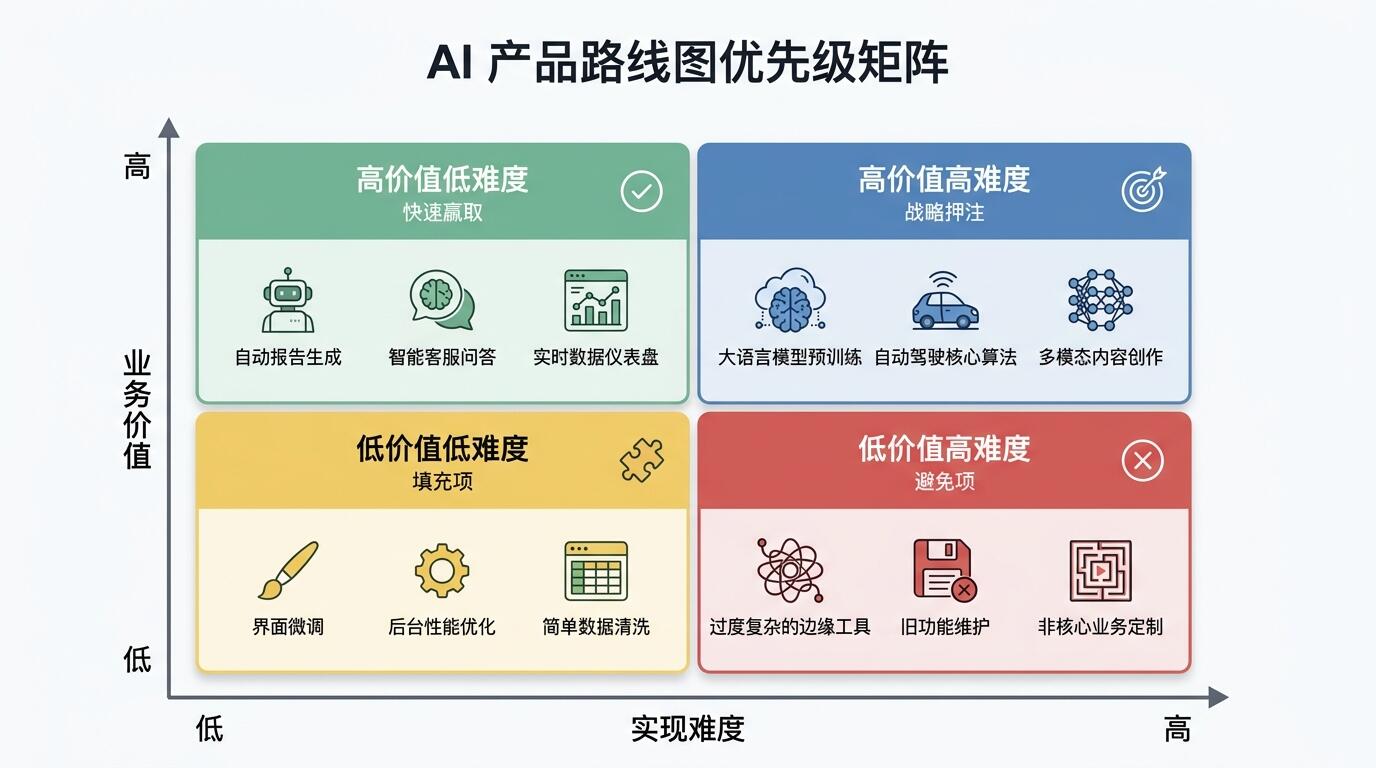 产品路线图优先级矩阵示意图