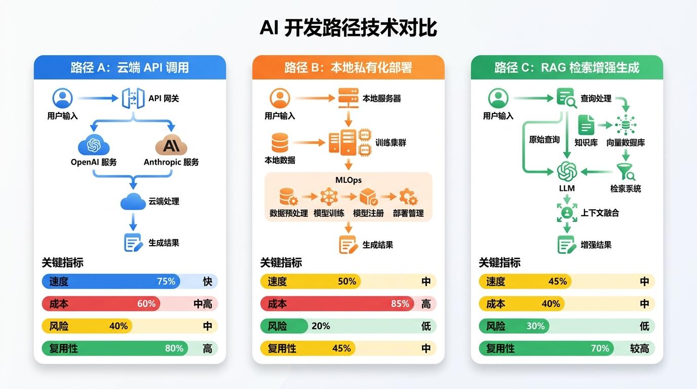 三类AI功能建设路径对比