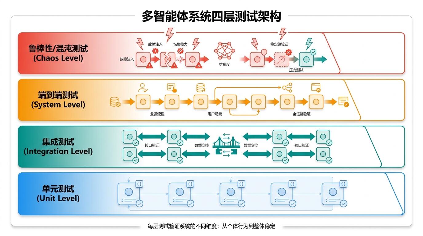 多智能体系统测试层级示意图