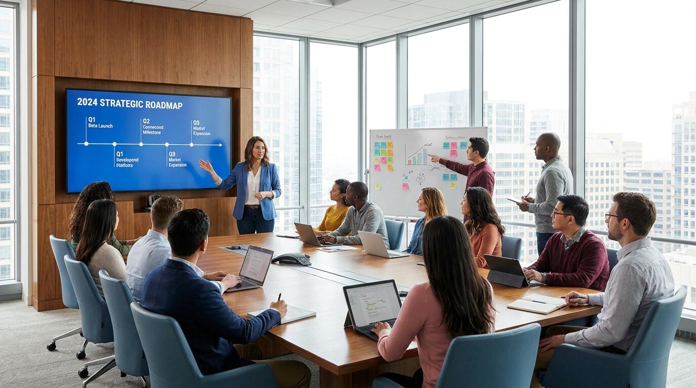 Engineering Director working with cross-functional team on technical strategy and roadmap planning