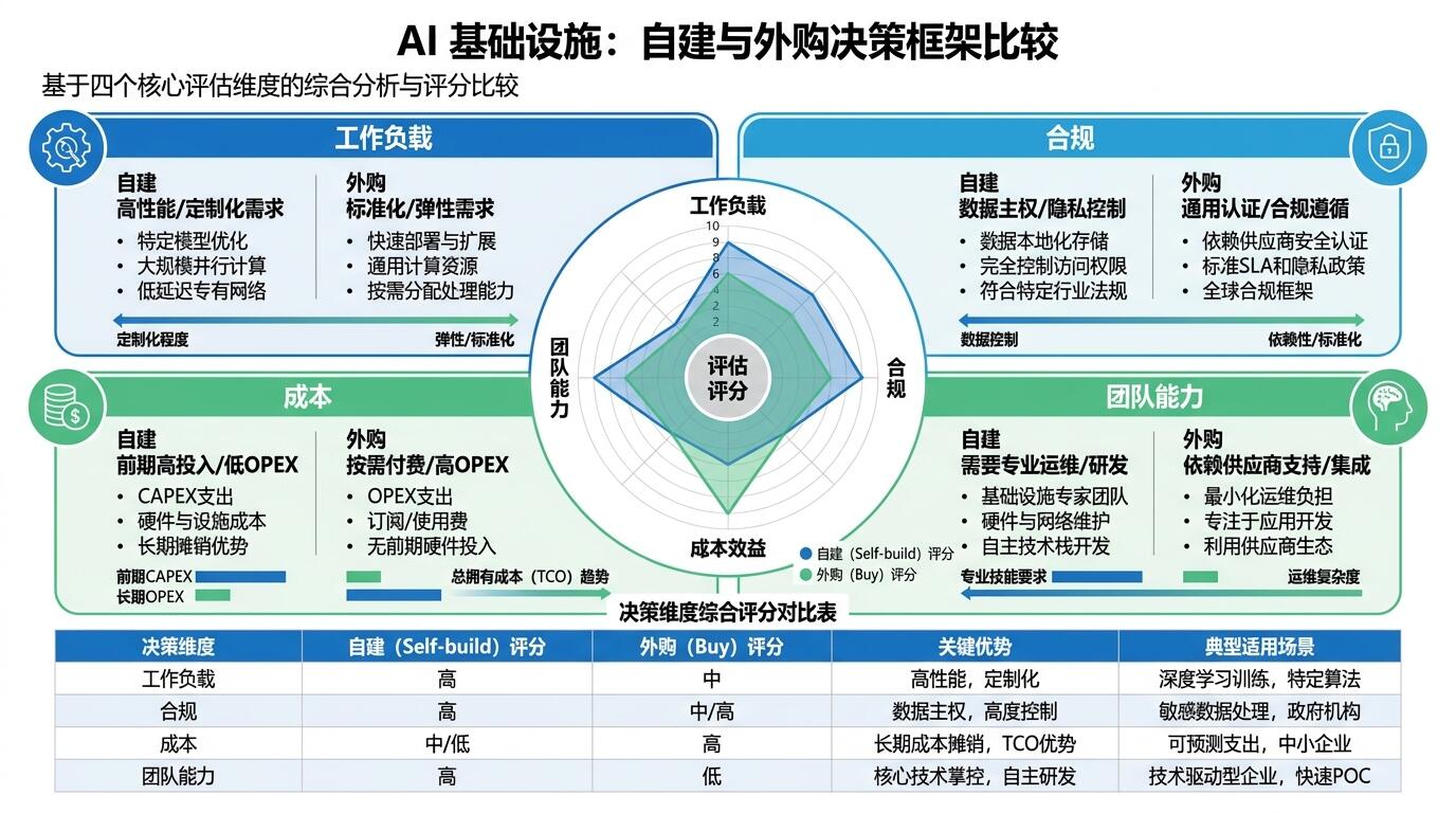 AI基础设施自建外购决策框架图