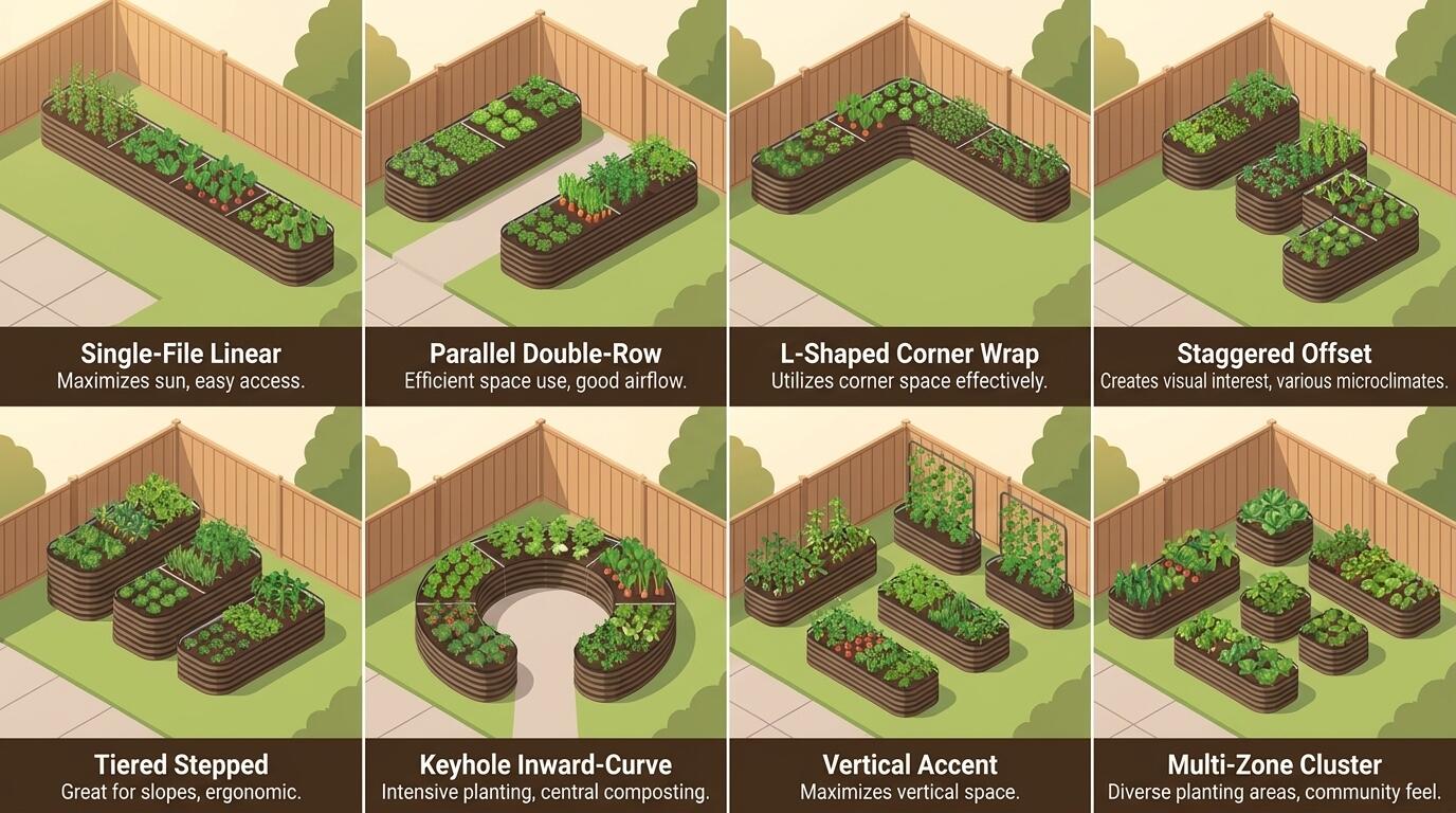 Raised bed garden layout strategies for irregular yards comparison