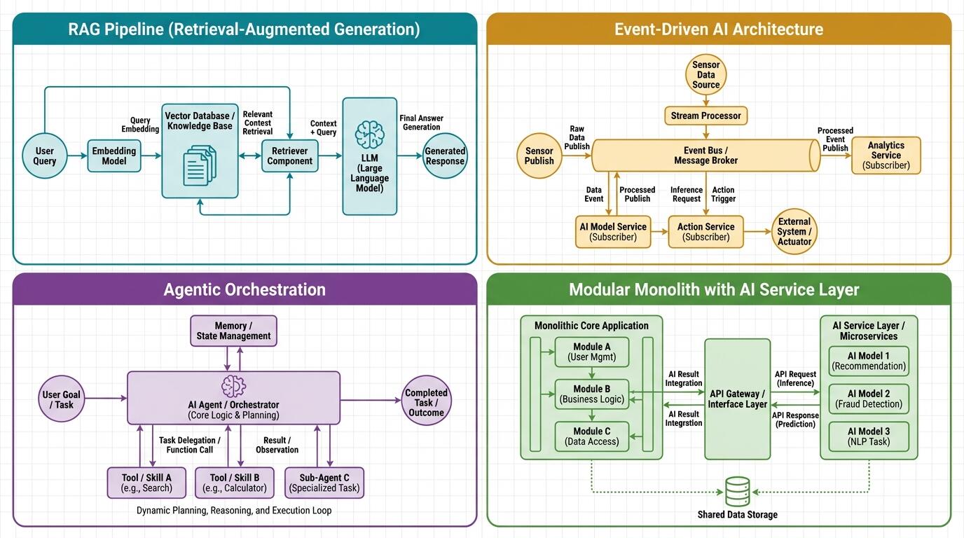 Core AI architecture patterns overview for engineering teams and CTOs