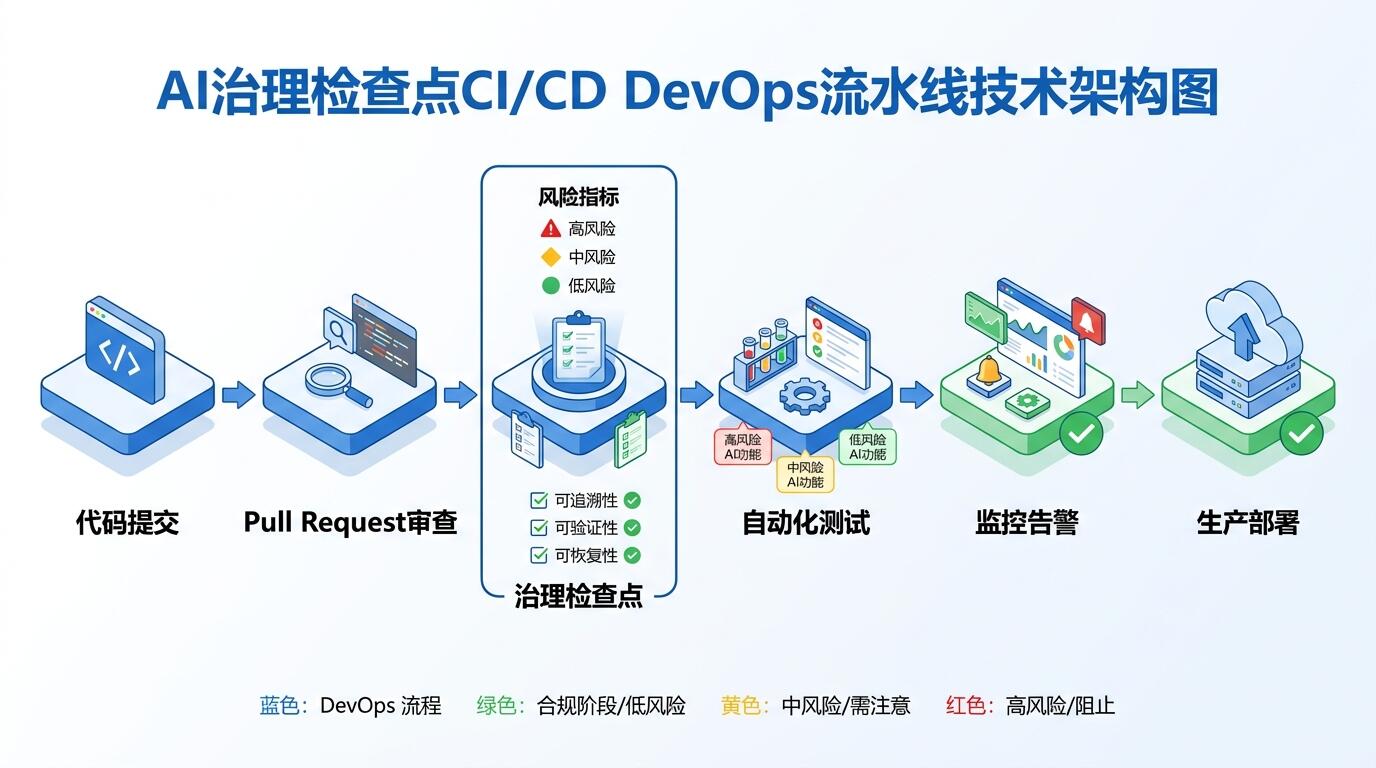 AI governance workflow embedded in DevOps pipeline