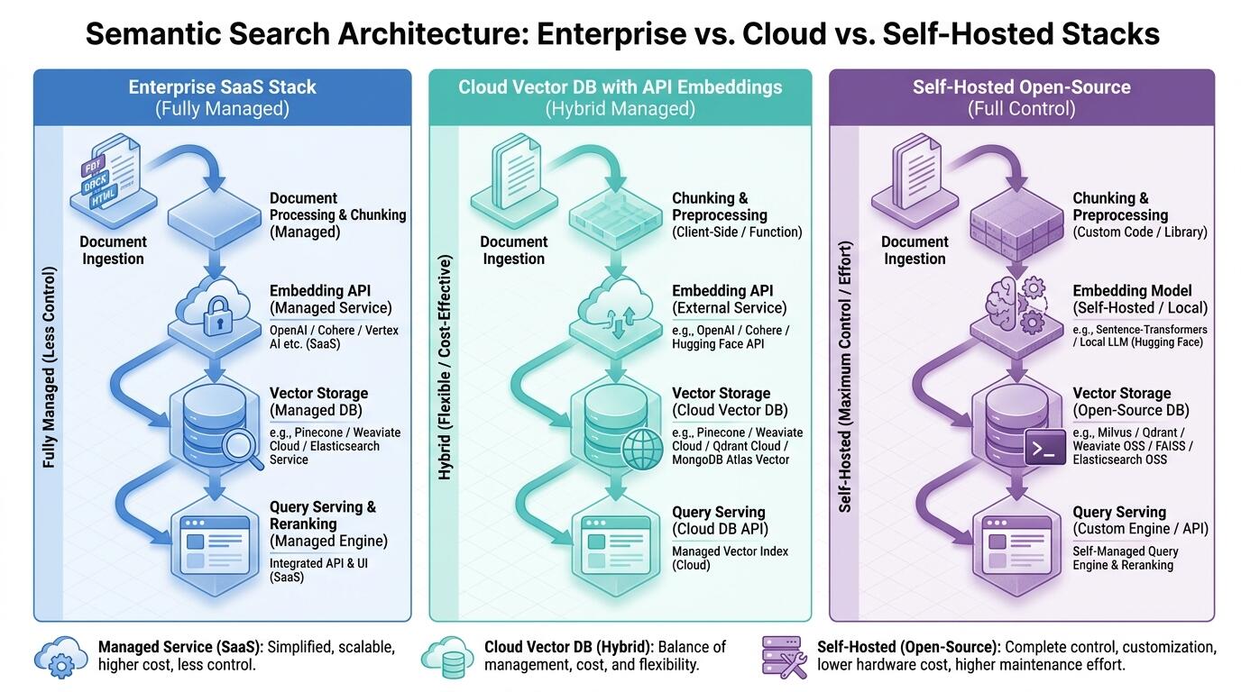 Semantic search architecture comparison diagram