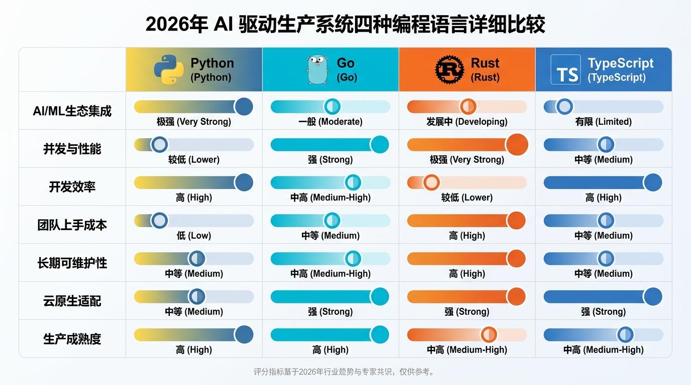 生产系统语言选型场景对比图