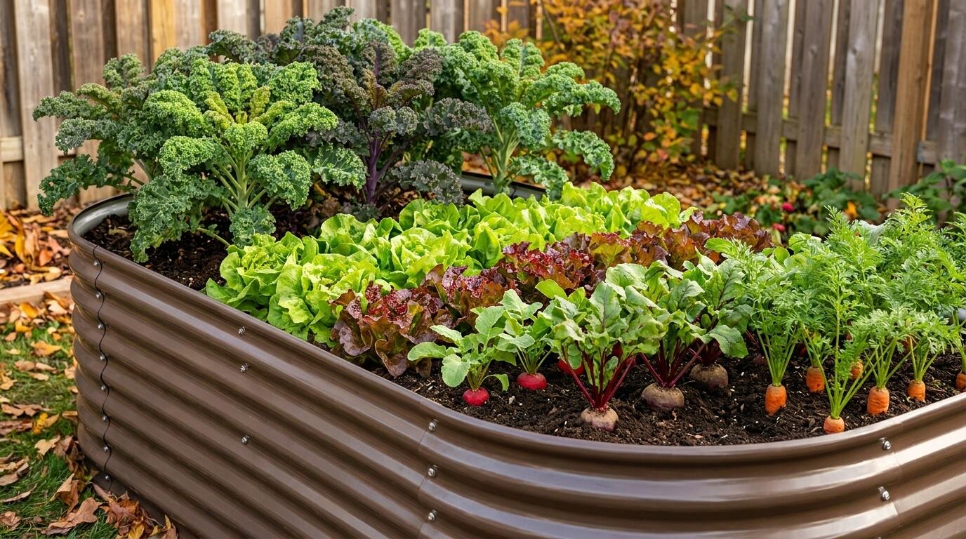 Fall crops in raised beds