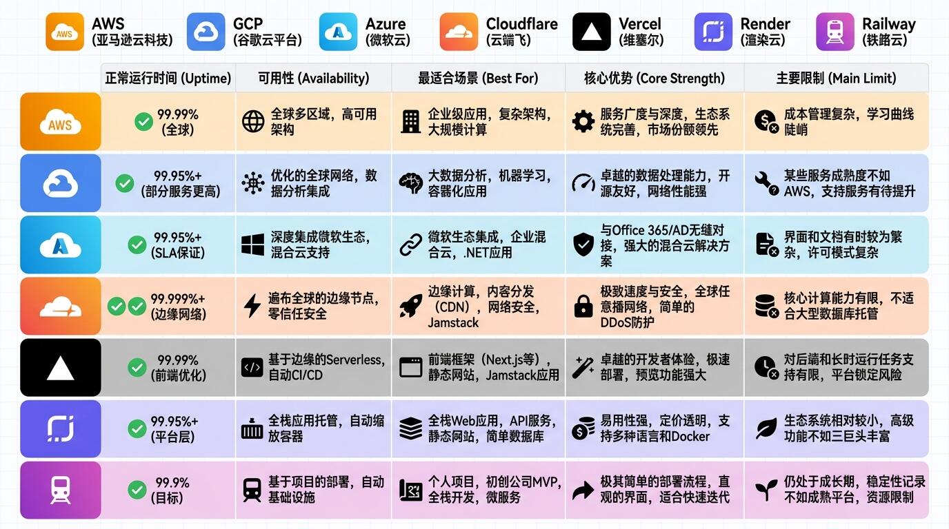 云平台可用性对比图表