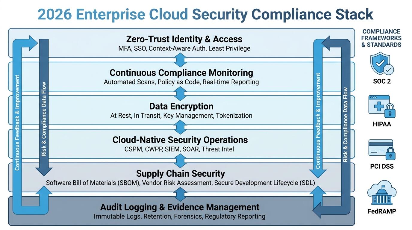 Cloud security compliance architecture diagram for enterprise environments