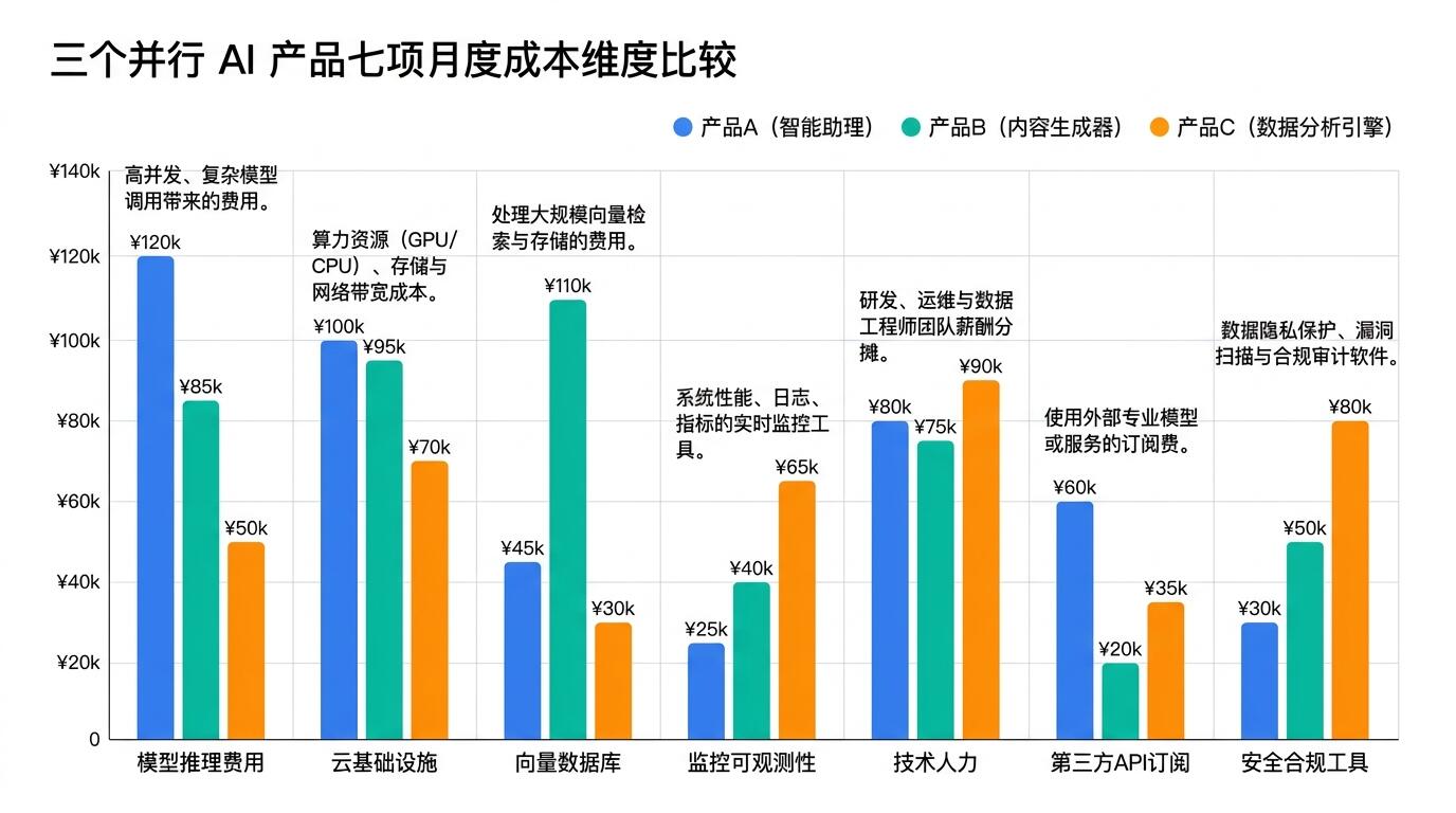 AI产品月度运营成本结构对比图