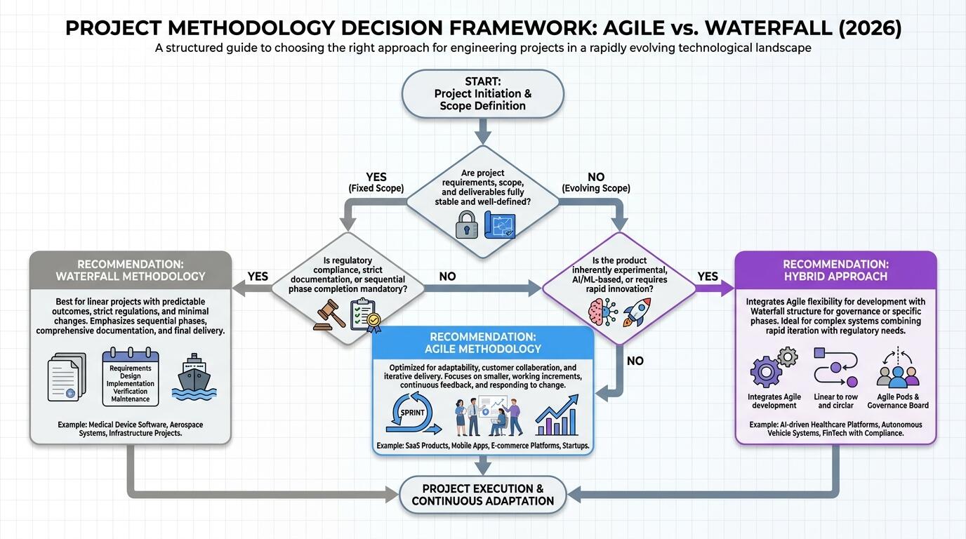 Methodology decision framework for Agile vs Waterfall project management in 2026