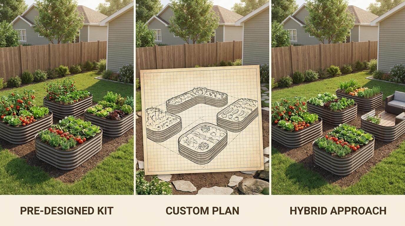 Comparison of raised bed layout kit options for backyard garden planning