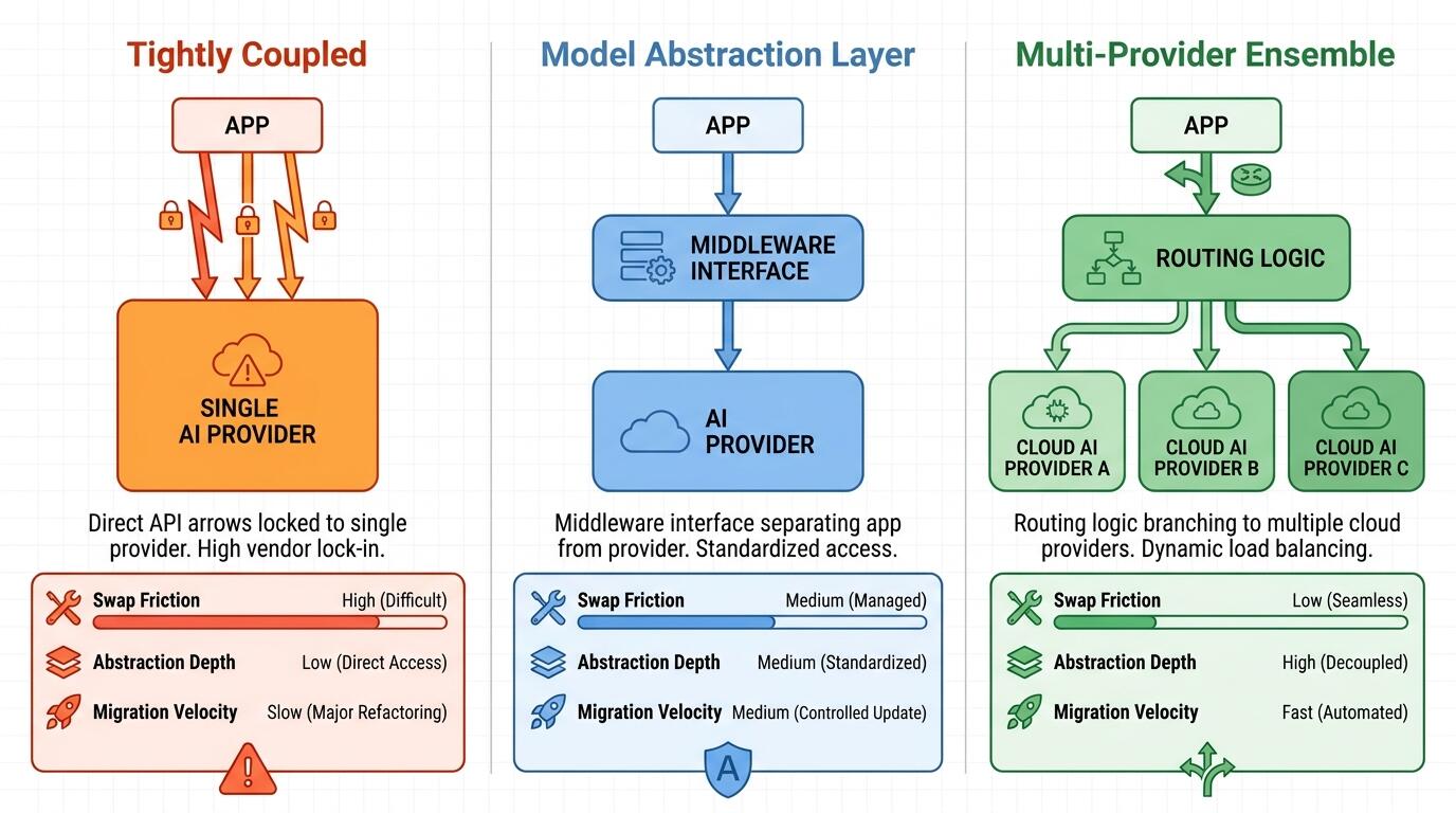 Architectural comparison of AI model abstraction strategies for deprecation resilience in 2026