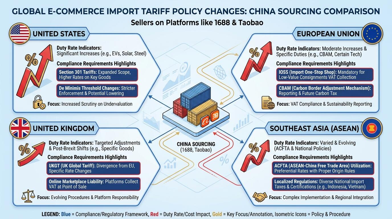 Tariff policy changes impacting cross-border e-commerce sellers sourcing from China