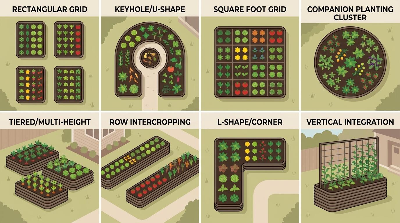 Raised bed garden layout strategies comparison