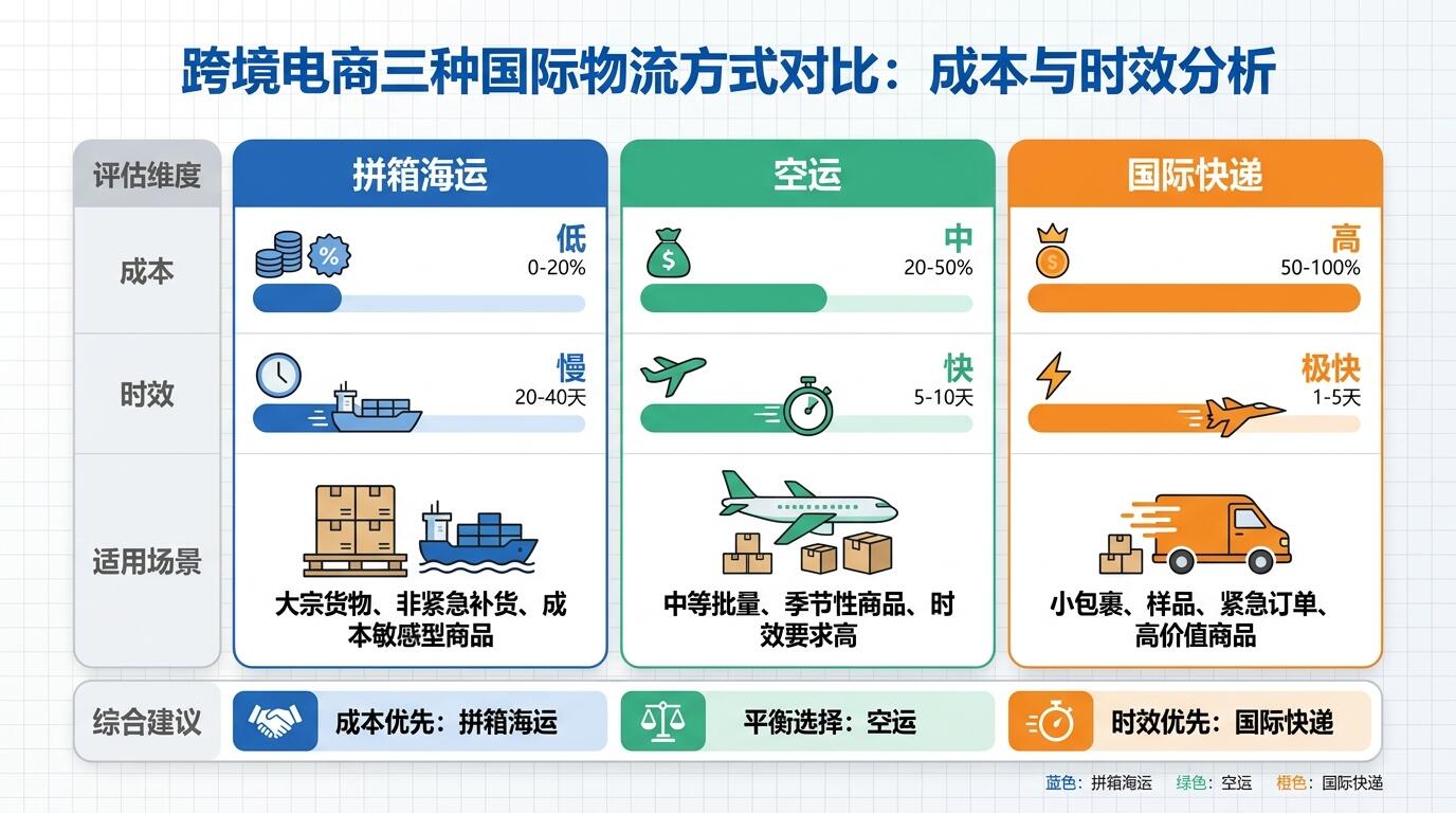跨境头程运输方式对比图