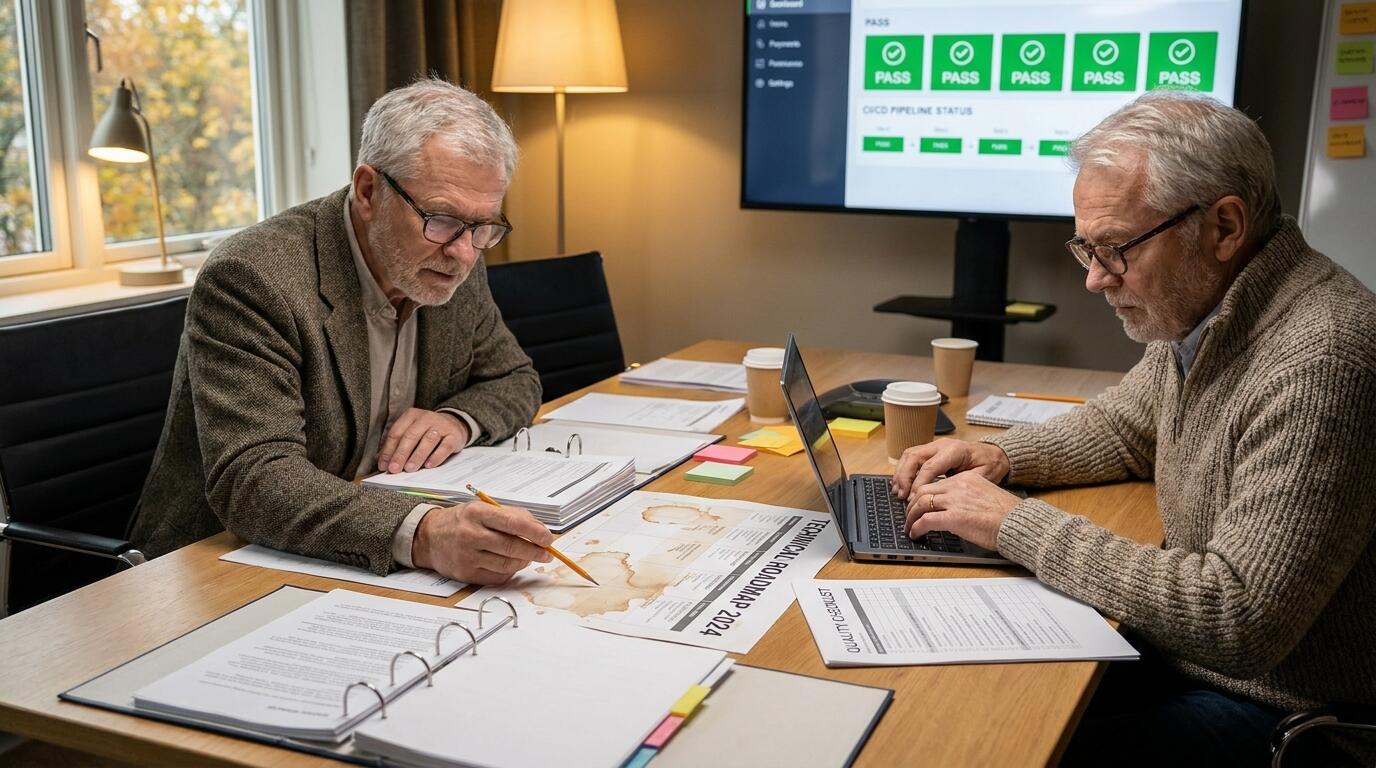 Engineering team preparing technical roadmap for fast product delivery