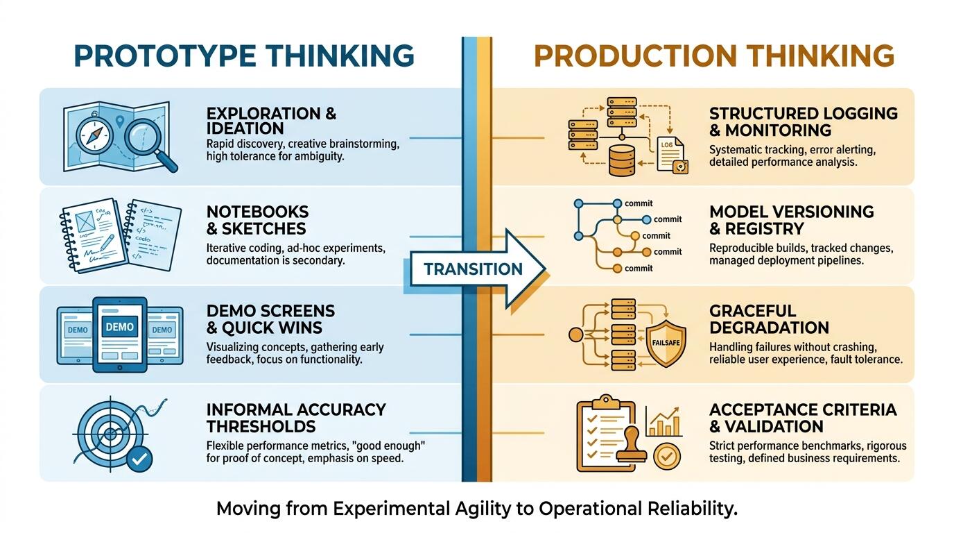 Comparison of AI prototype and production feature decision framework