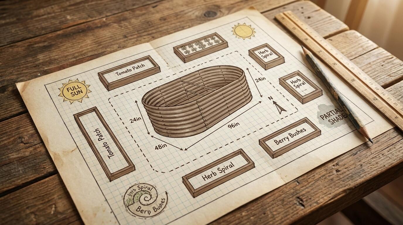 Planning a raised bed garden layout on graph paper with measurements and plant zones Planning a raised bed garden layout on graph paper with measurements and plant zones