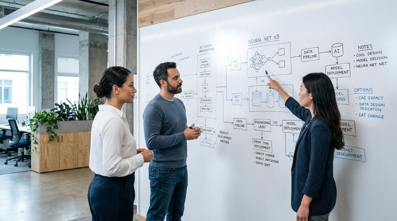 Startup CTO evaluating product development services for AI-powered product architecture and delivery