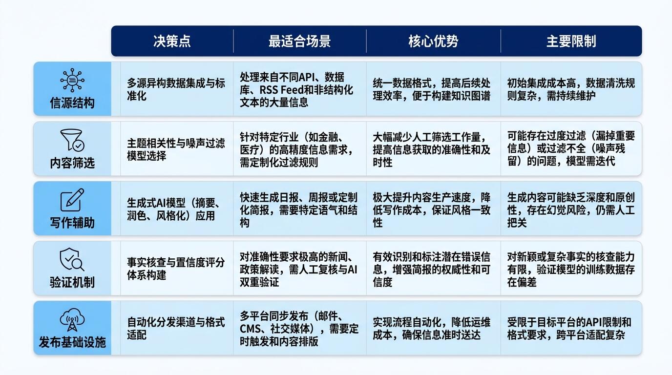 AI简报流水线关键决策对比图