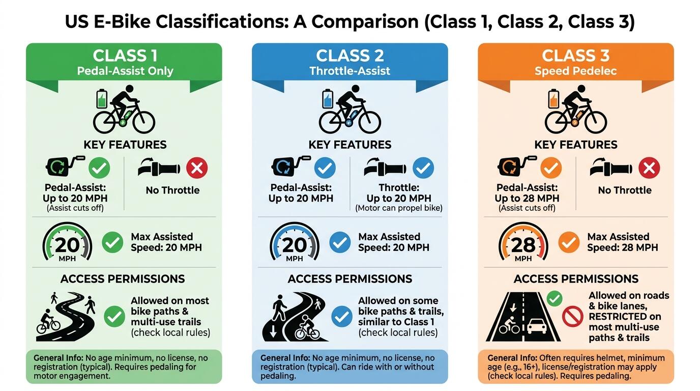E-Bike Class Comparison Chart for US Riders E-Bike Class Comparison Chart for US Riders