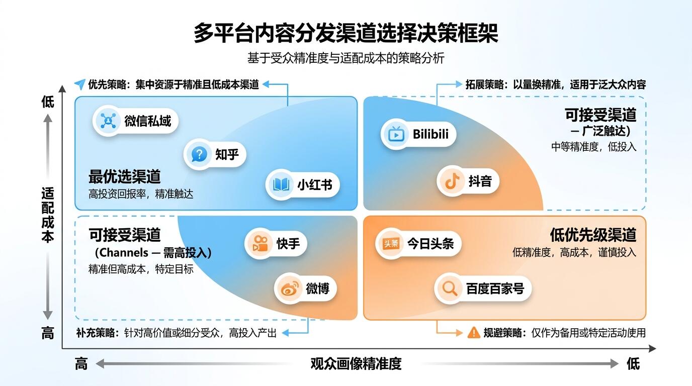 多端分发平台选择决策框架：按读者画像与适配成本映射最优渠道组合