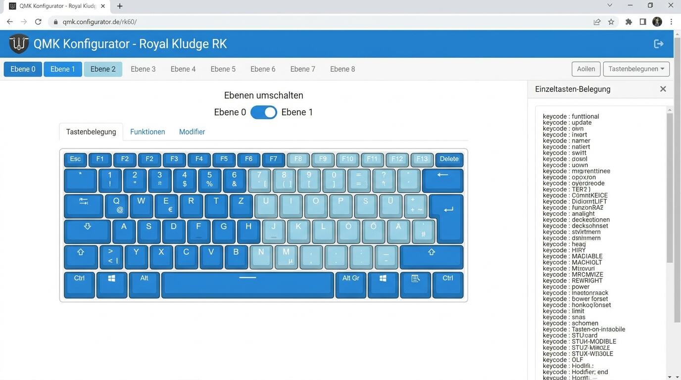 QMK Keymap-Konfiguration mit Layer-System auf Royal Kludge mechanischer Tastatur, Einsteiger-Tutorial
