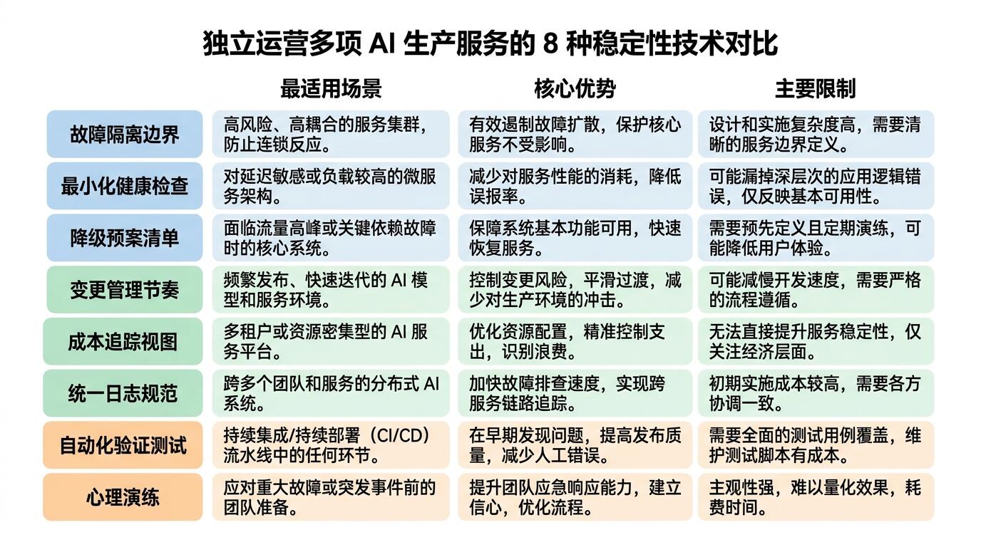 各稳定性技巧适用场景与关键收益对比