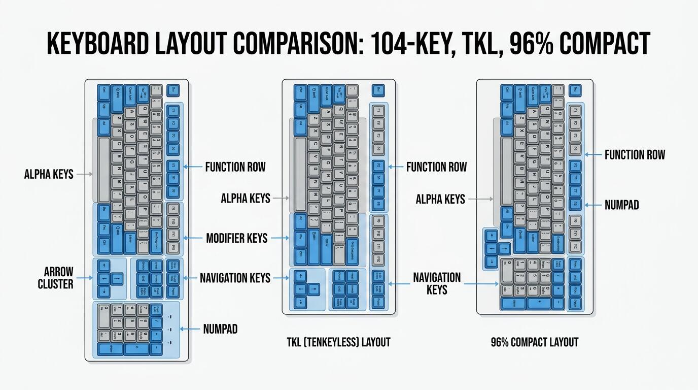 Mechanical keyboard layout comparison for gaming and productivity