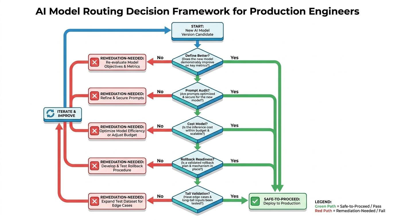 Model routing decision framework diagram for AI product engineers