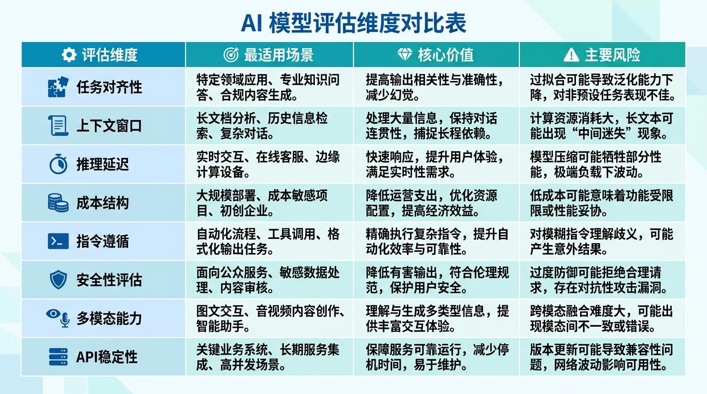 模型评估维度对比示意图
