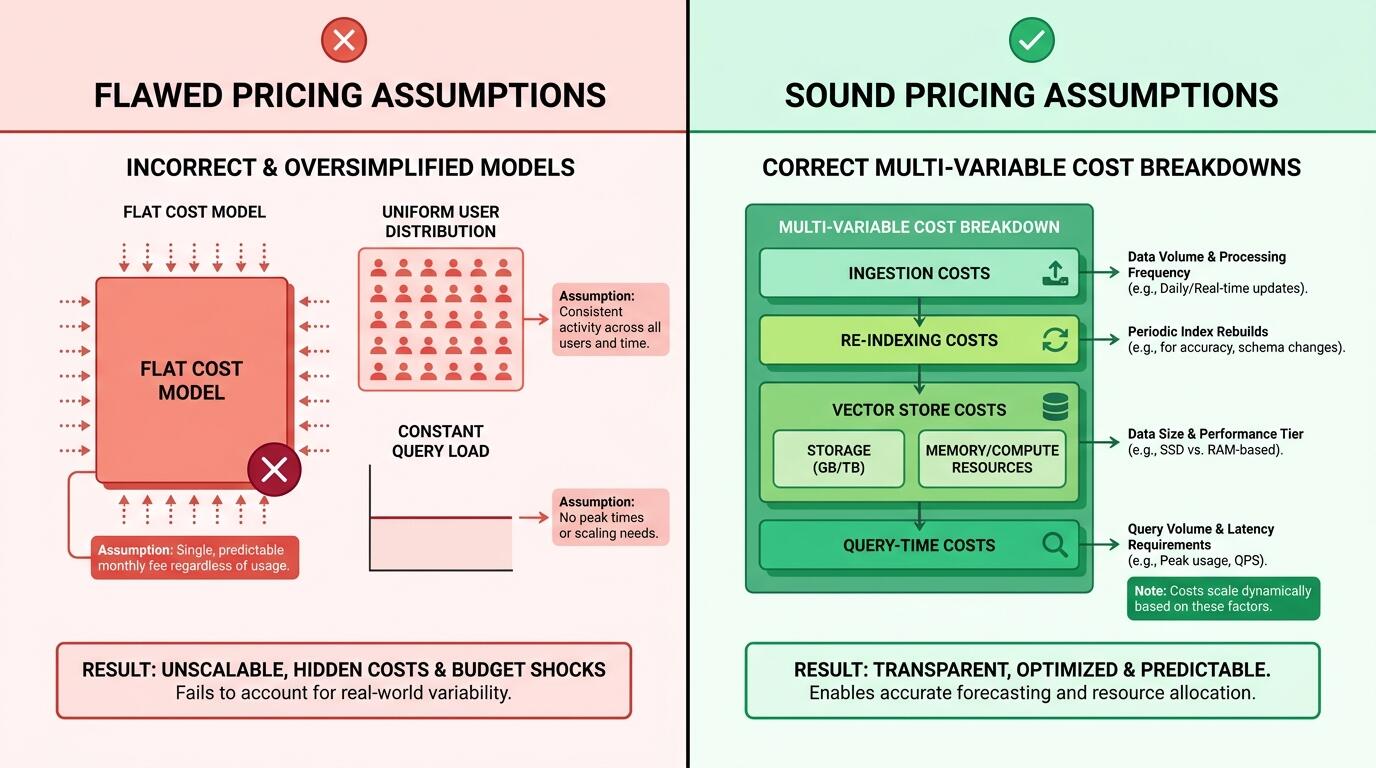 Pricing mistake comparison for embedding-based search features in AI product development